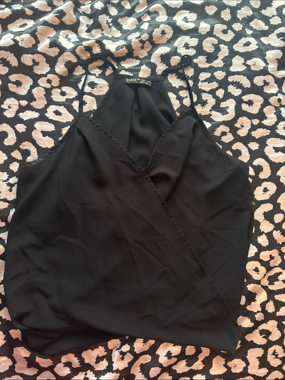 SHEIN Black Wrap Halter Cami Top